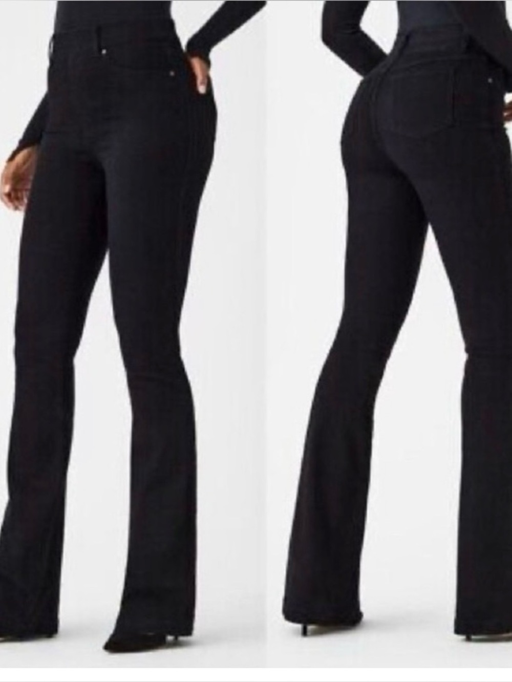 Spanx Flare Jeans Clean Black Pull On Stretch 20326Q Size Medium - Picture 2 of 9